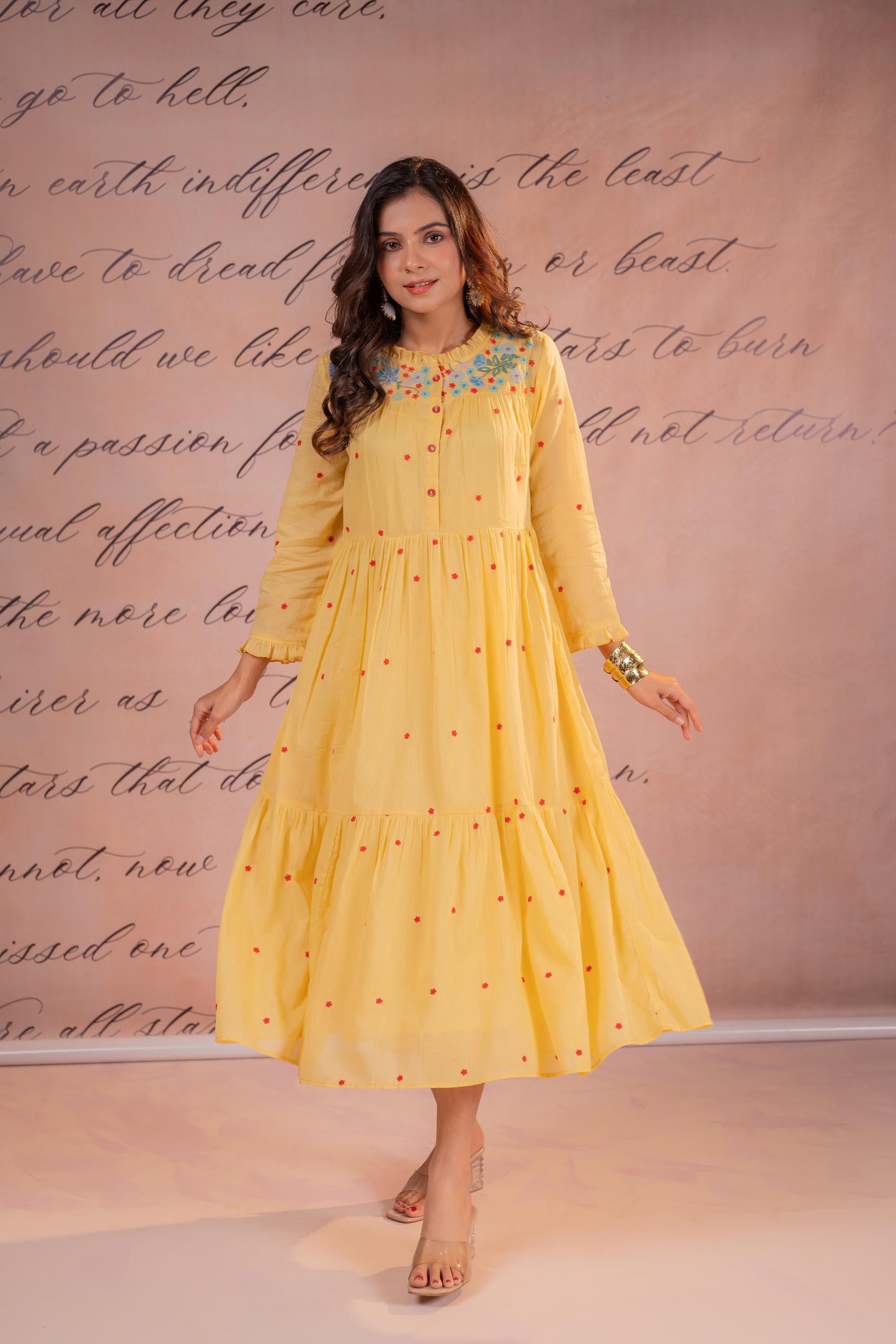 Yellow Noor Tiered Festive Dress