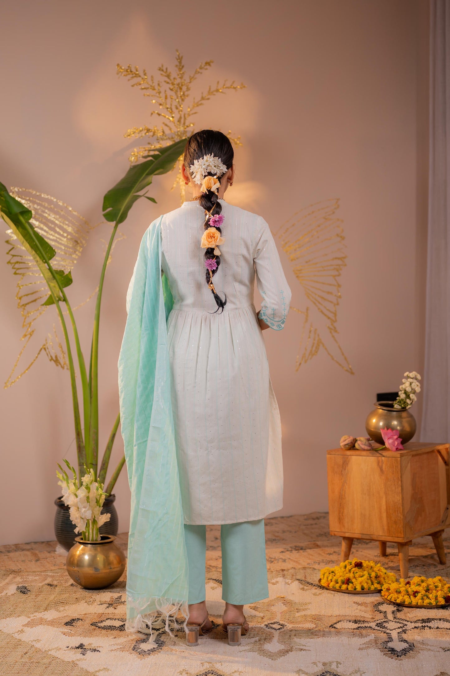 Elegant Blue Embroidered Kurta Set with Dupatta