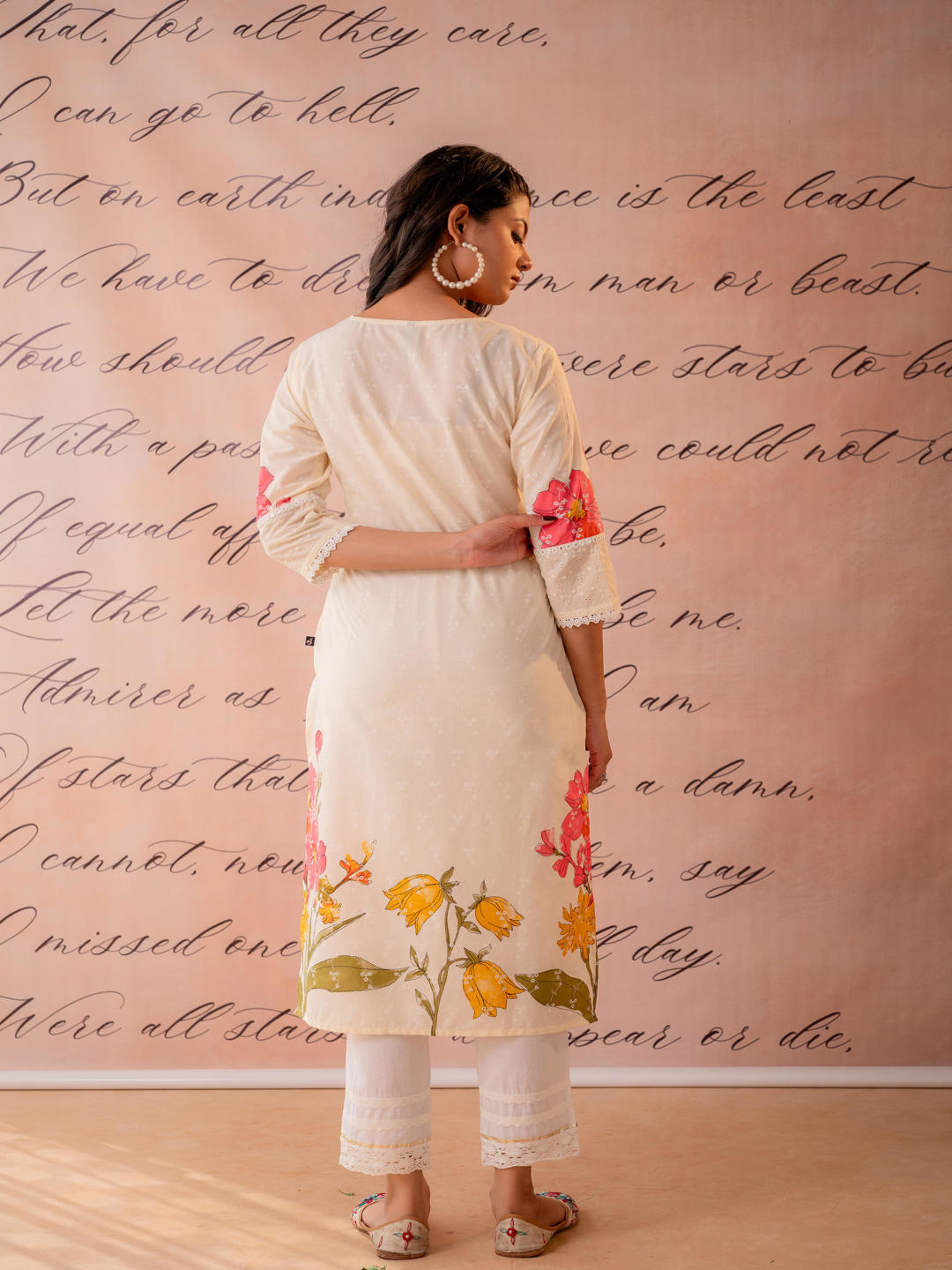 Gulbahaar Beige Floral Placement Kurta
