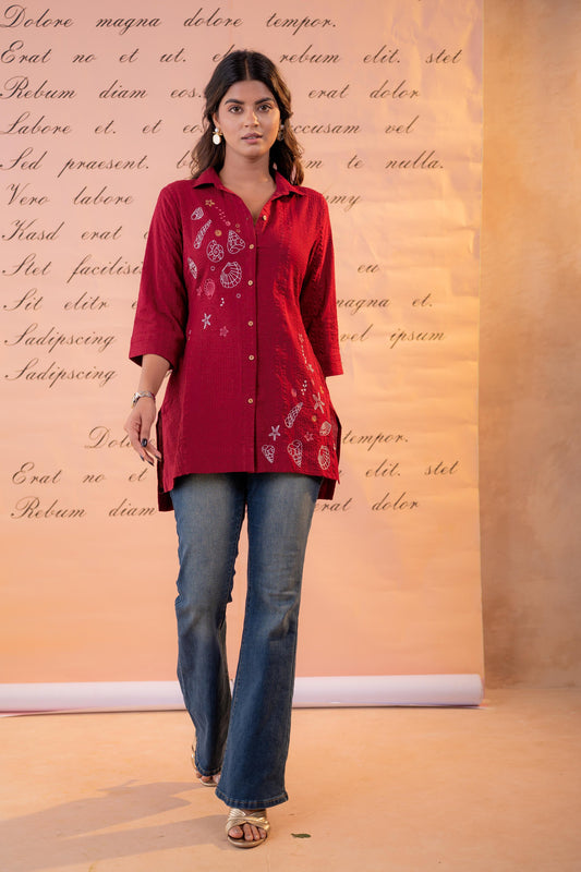 Maroon Shell Story Tunic