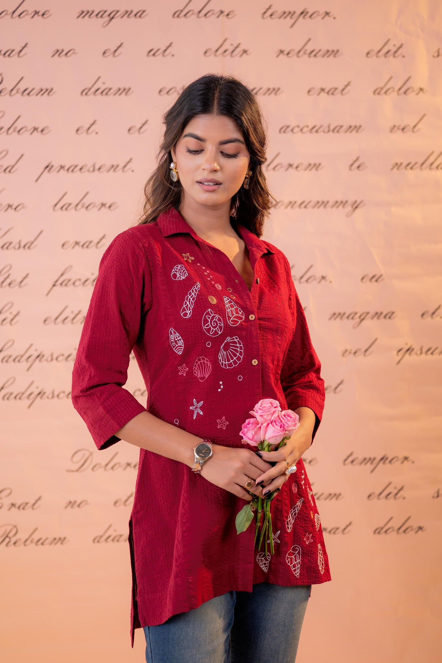 Maroon Shell Story Tunic
