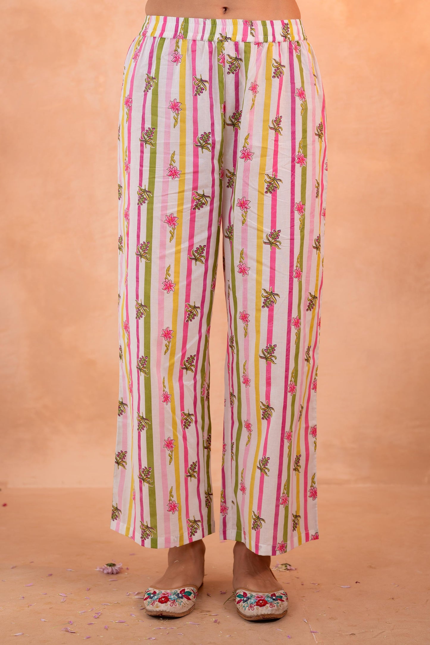 Elegant White Floral Kurta Set with Pink Dupatta