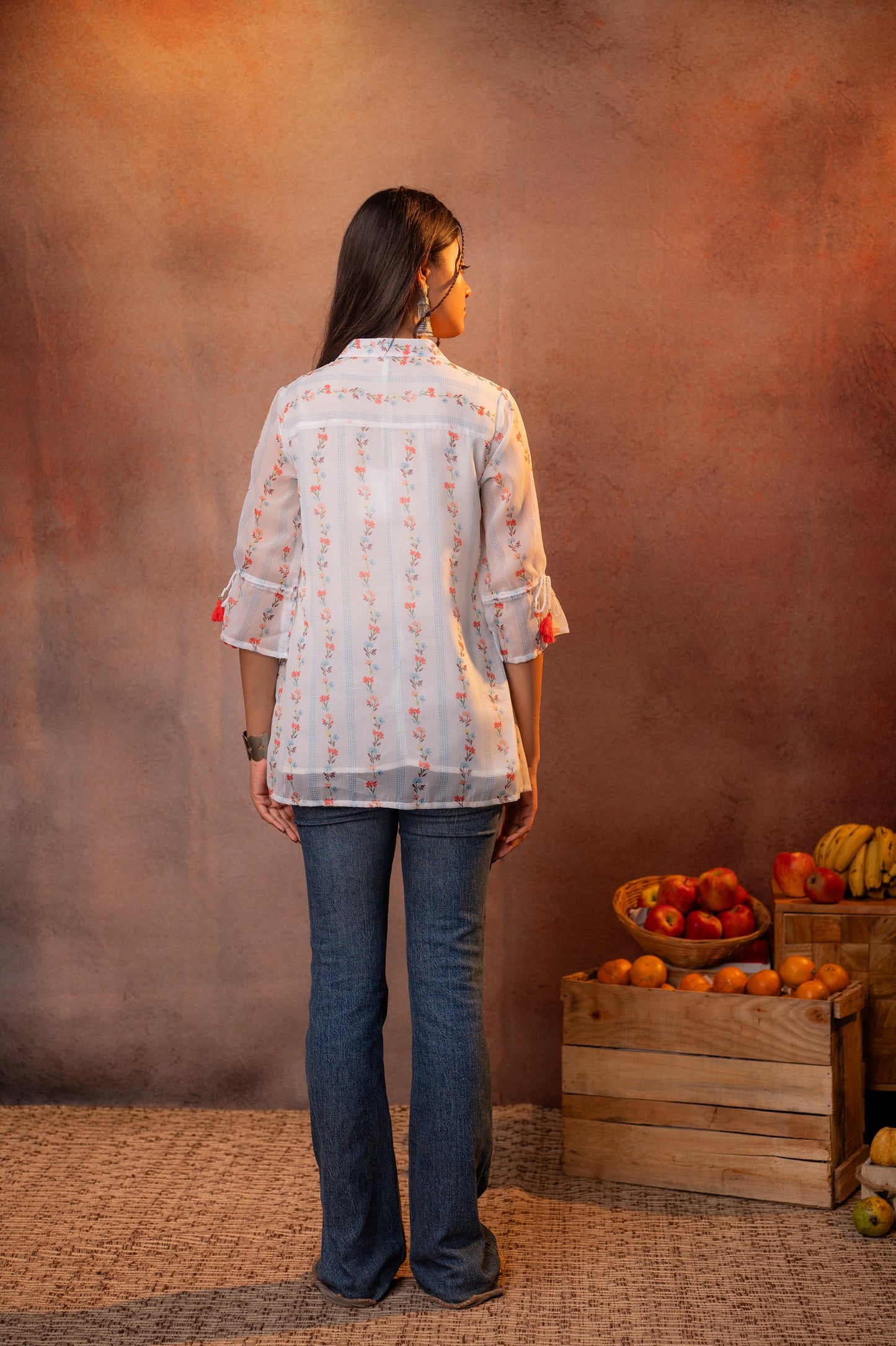 White Floral Printed Tunic