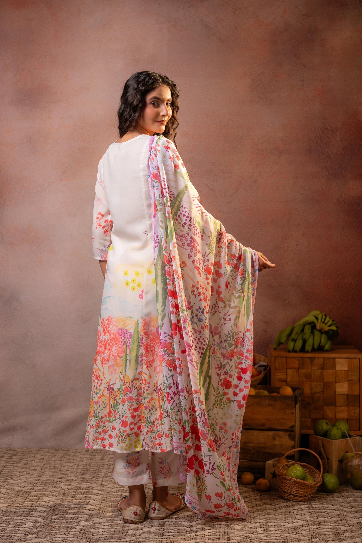 Elegant Floral Nyra-Kurta Set with  Dupatta