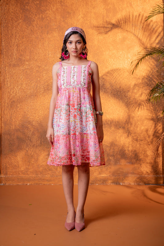 Rosé Garden Tiered Dress