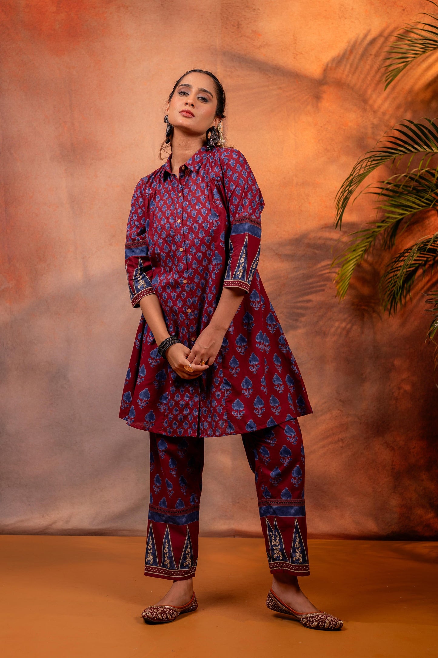 Rangrez Maroon Ajrakh Co-ord Set