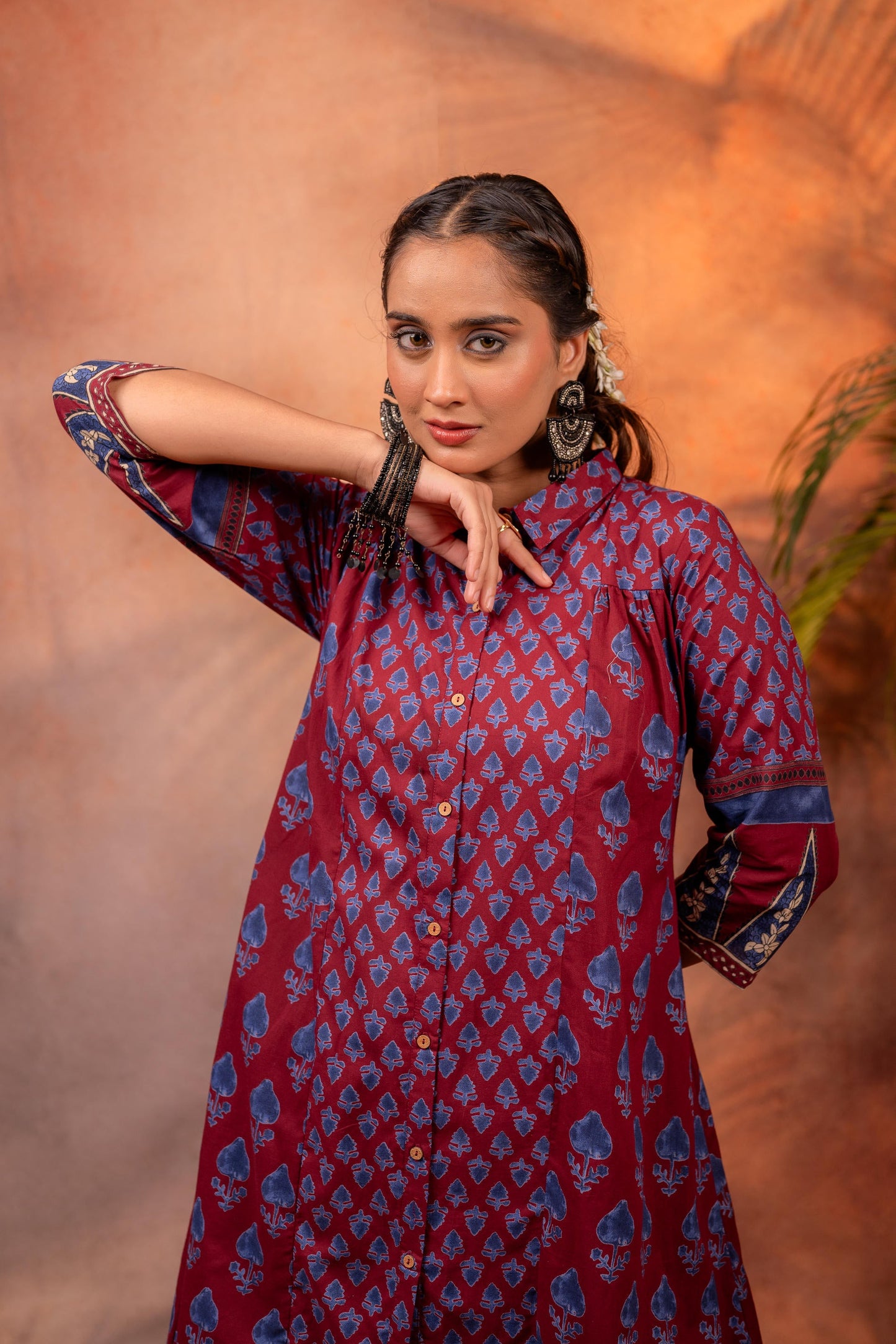 Rangrez Maroon Ajrakh Co-ord Set
