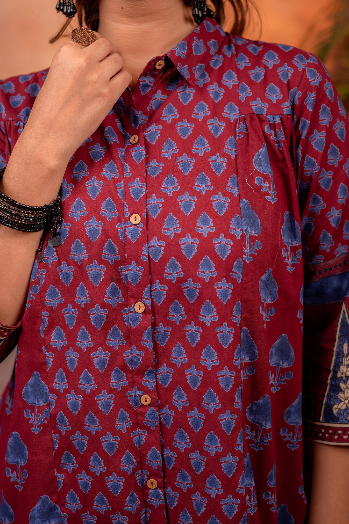 Rangrez Maroon Ajrakh Co-ord Set