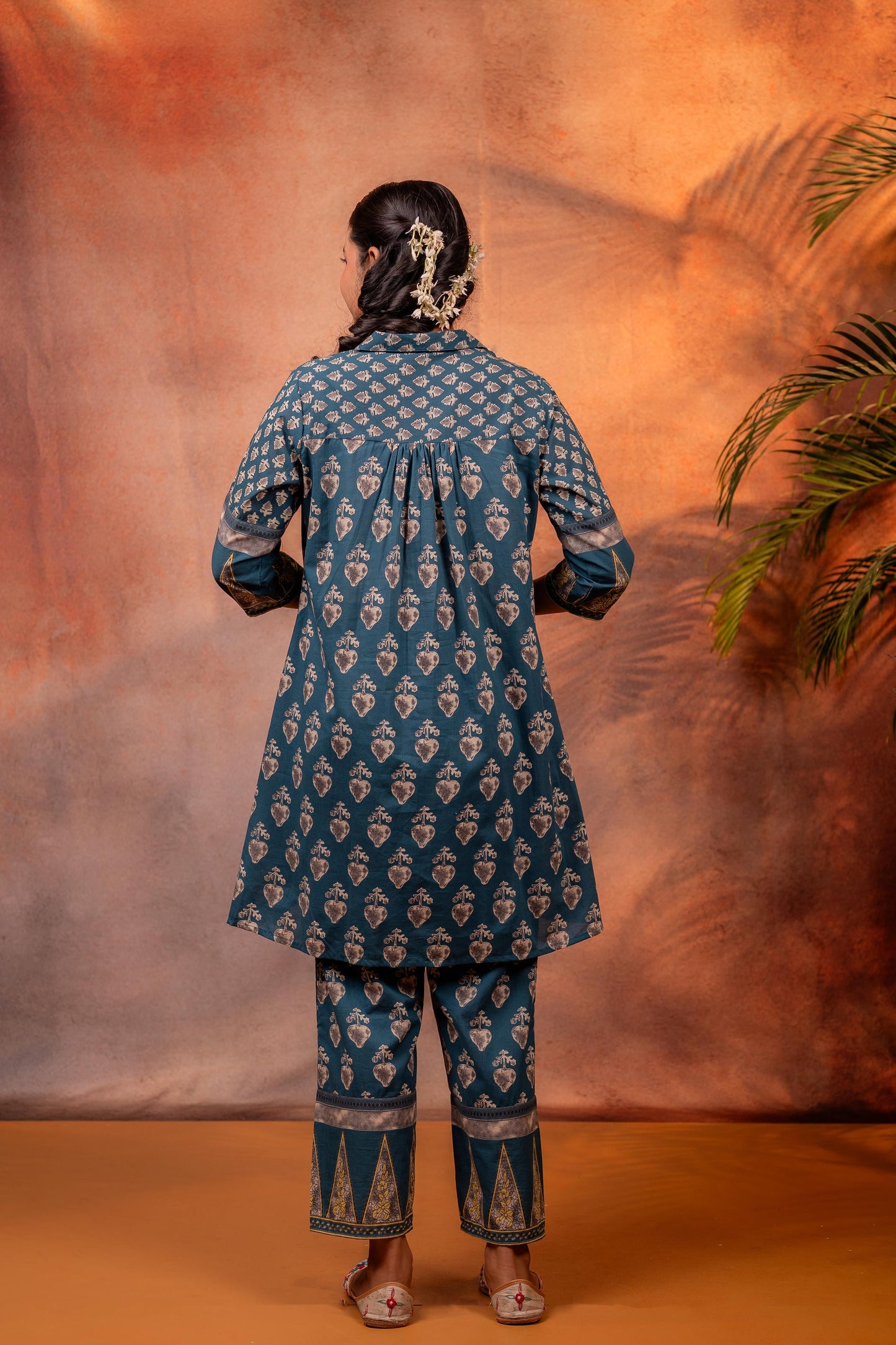 Rangrez TealGreen Ajrakh Co-ord Set