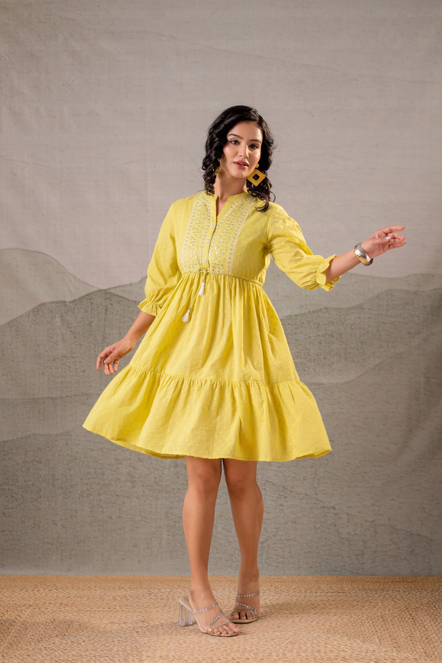 Lime Whisper Tiered Dress