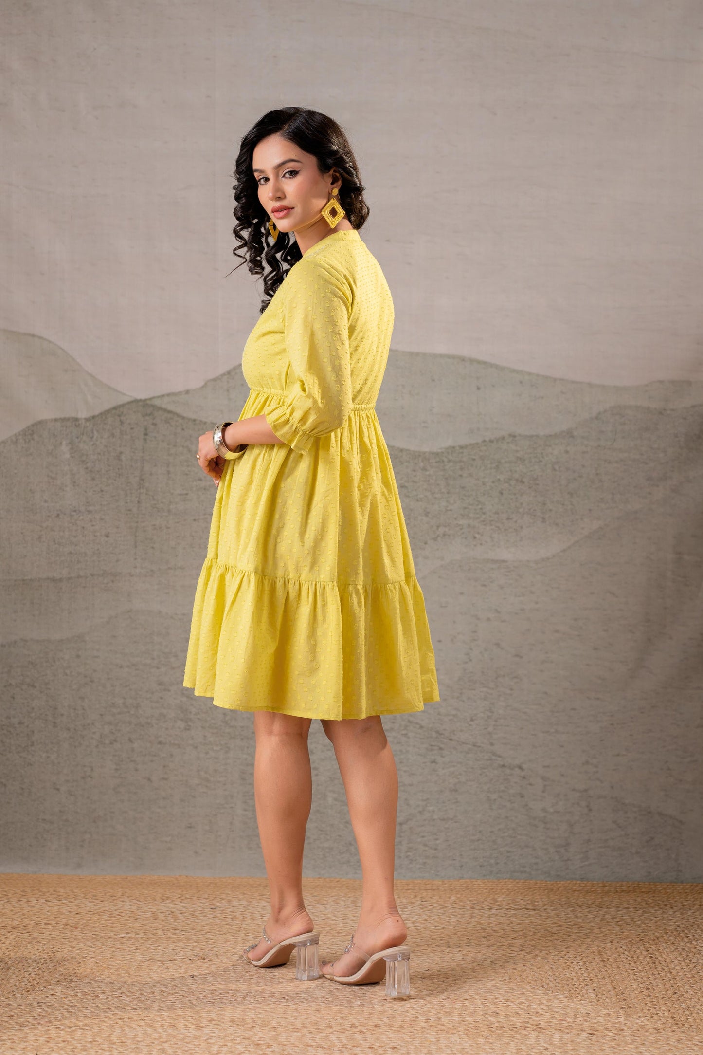 Lime Whisper Tiered Dress