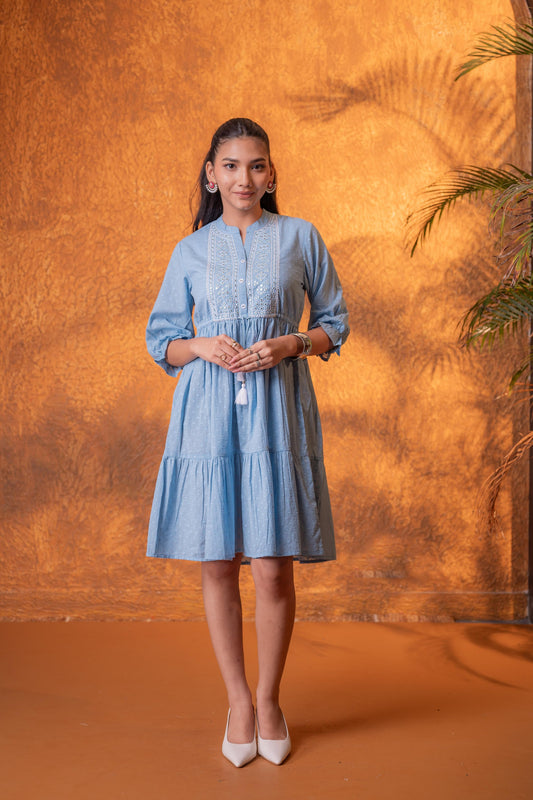 PowderBlue Whisper Tiered Dress