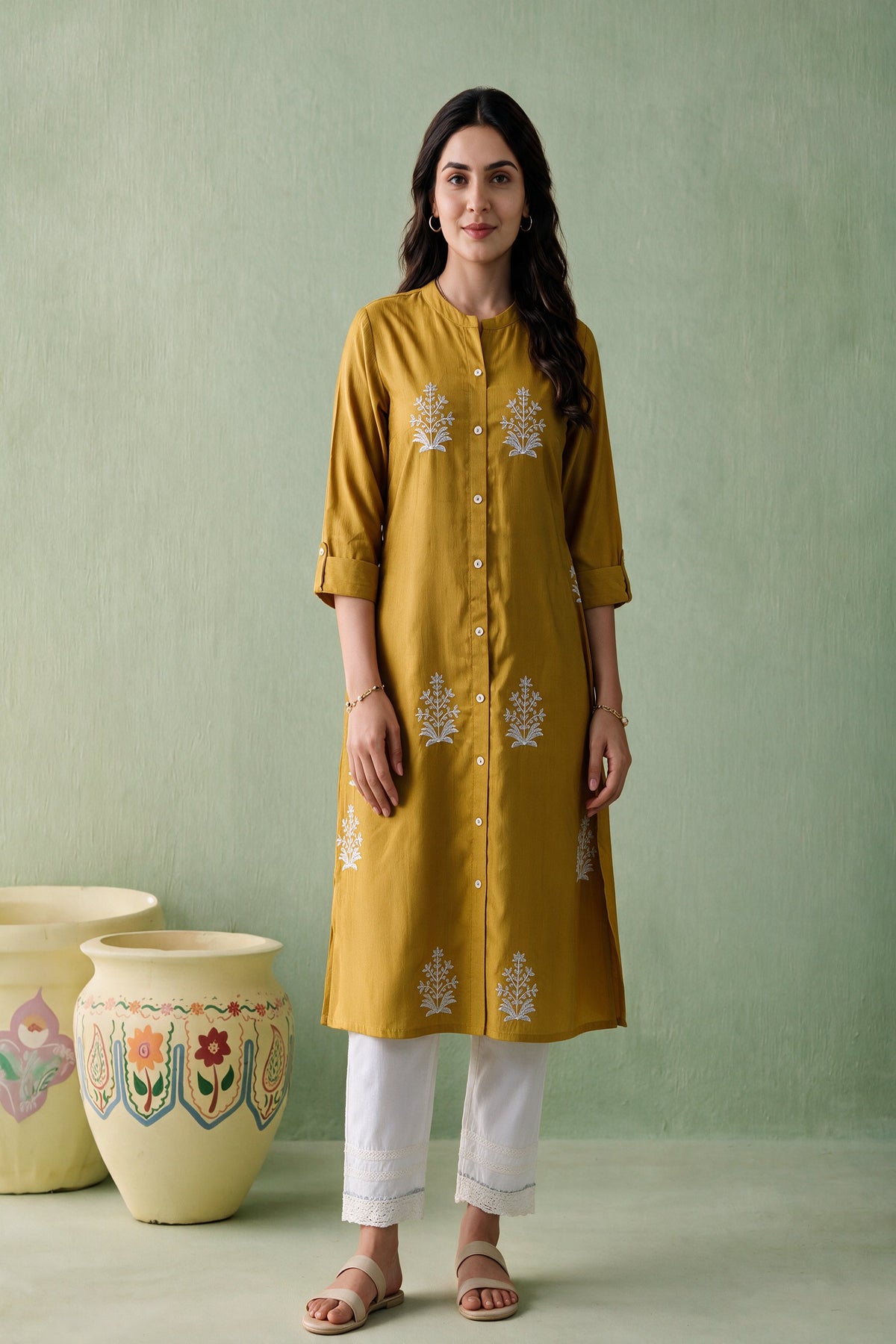 Juniper Women Mustard Kurta