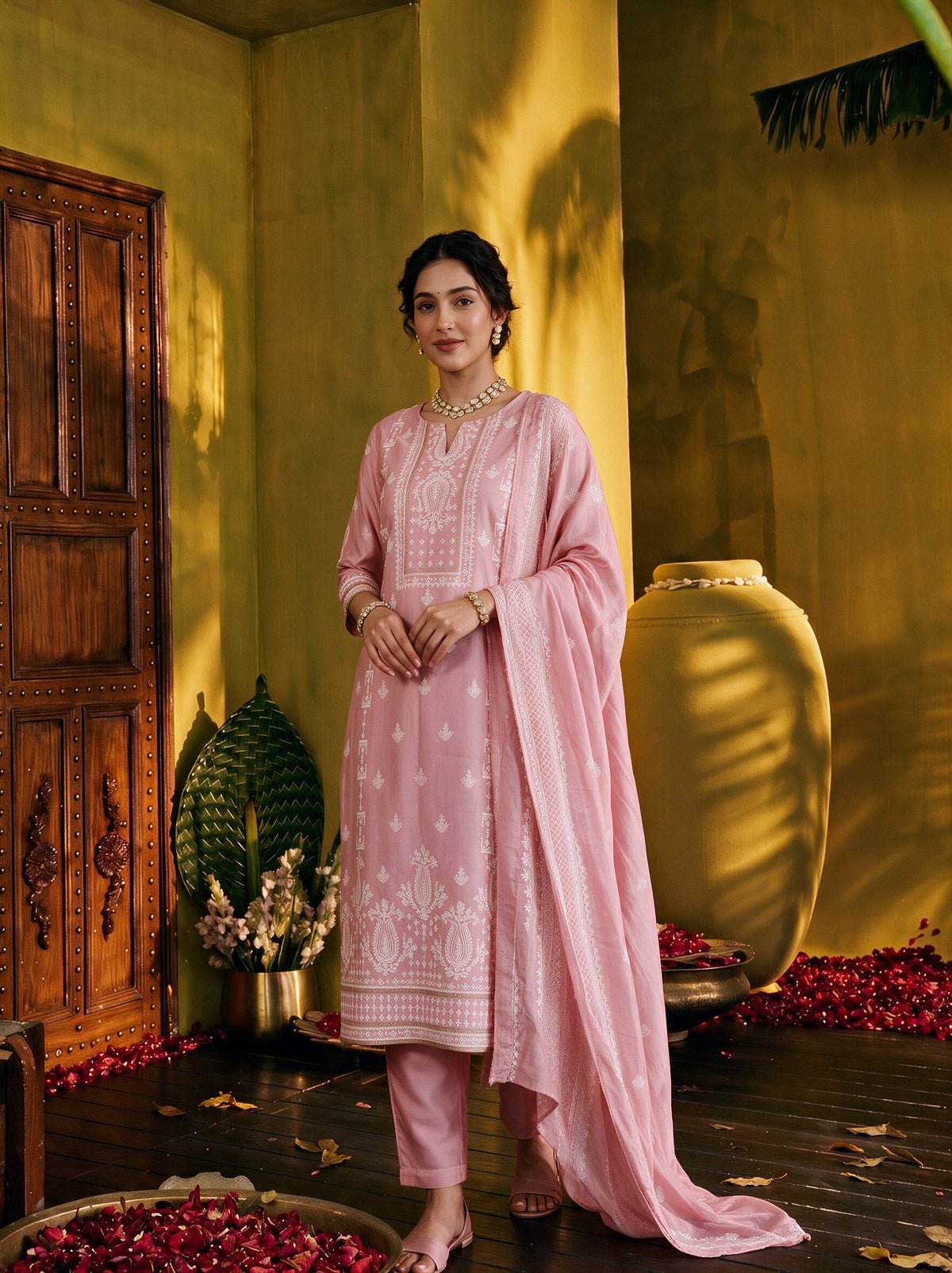 Juniper Women Onionpink Kurta Pant & Dupatta