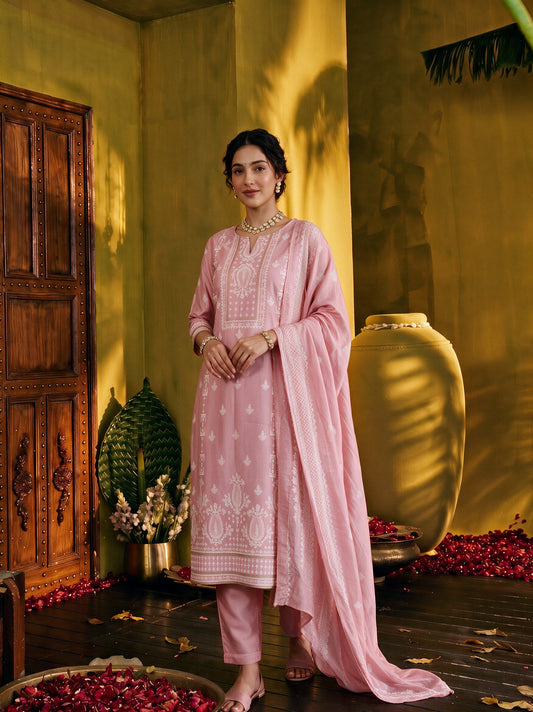 Juniper Women Onionpink Kurta Pant & Dupatta