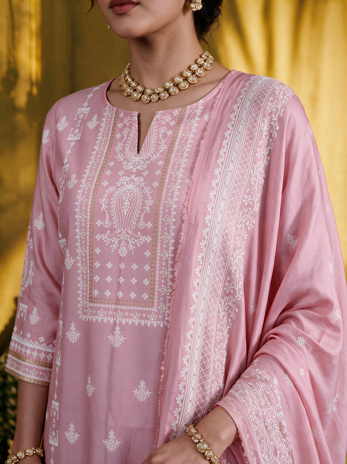 Juniper Women Onionpink Kurta Pant & Dupatta
