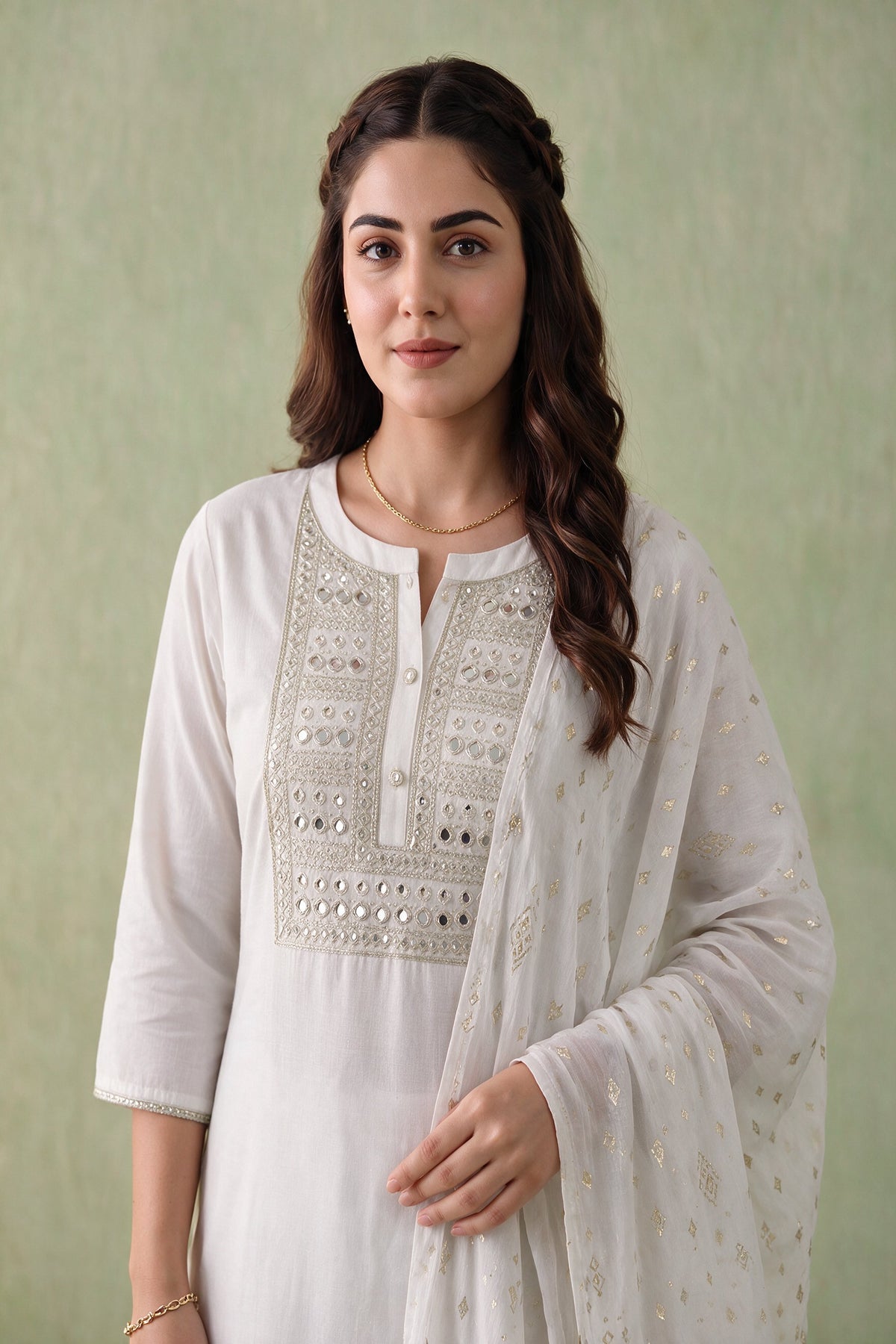 Juniper Women Offwhite Kurta Pant & Dupatta