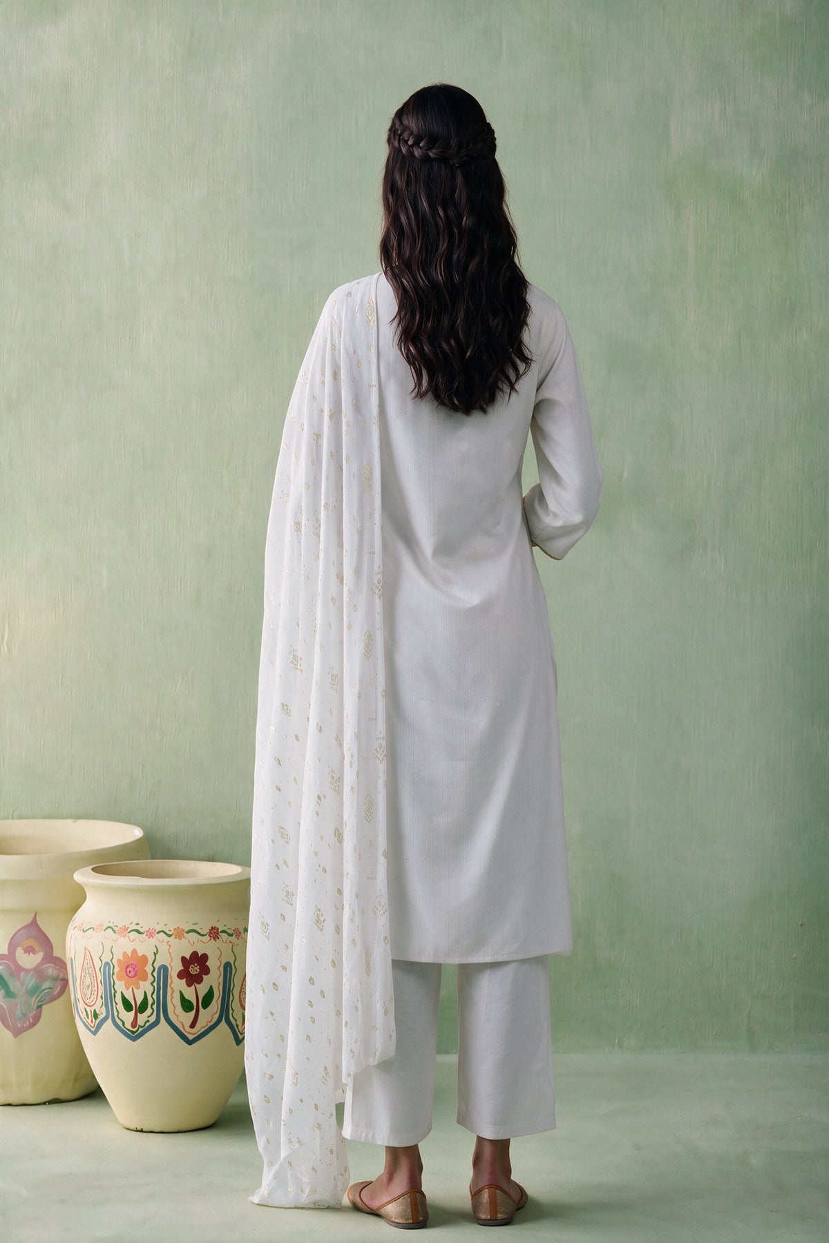 Juniper Women Offwhite Kurta Pant & Dupatta