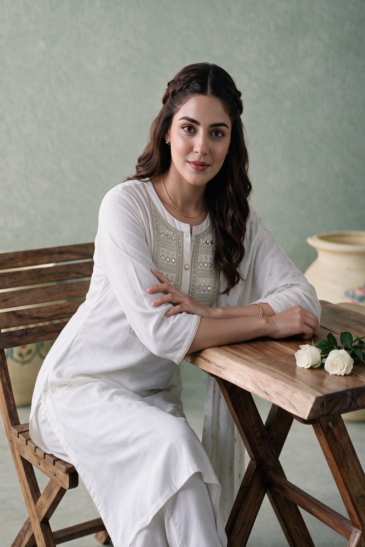 Juniper Women Offwhite Kurta Pant & Dupatta