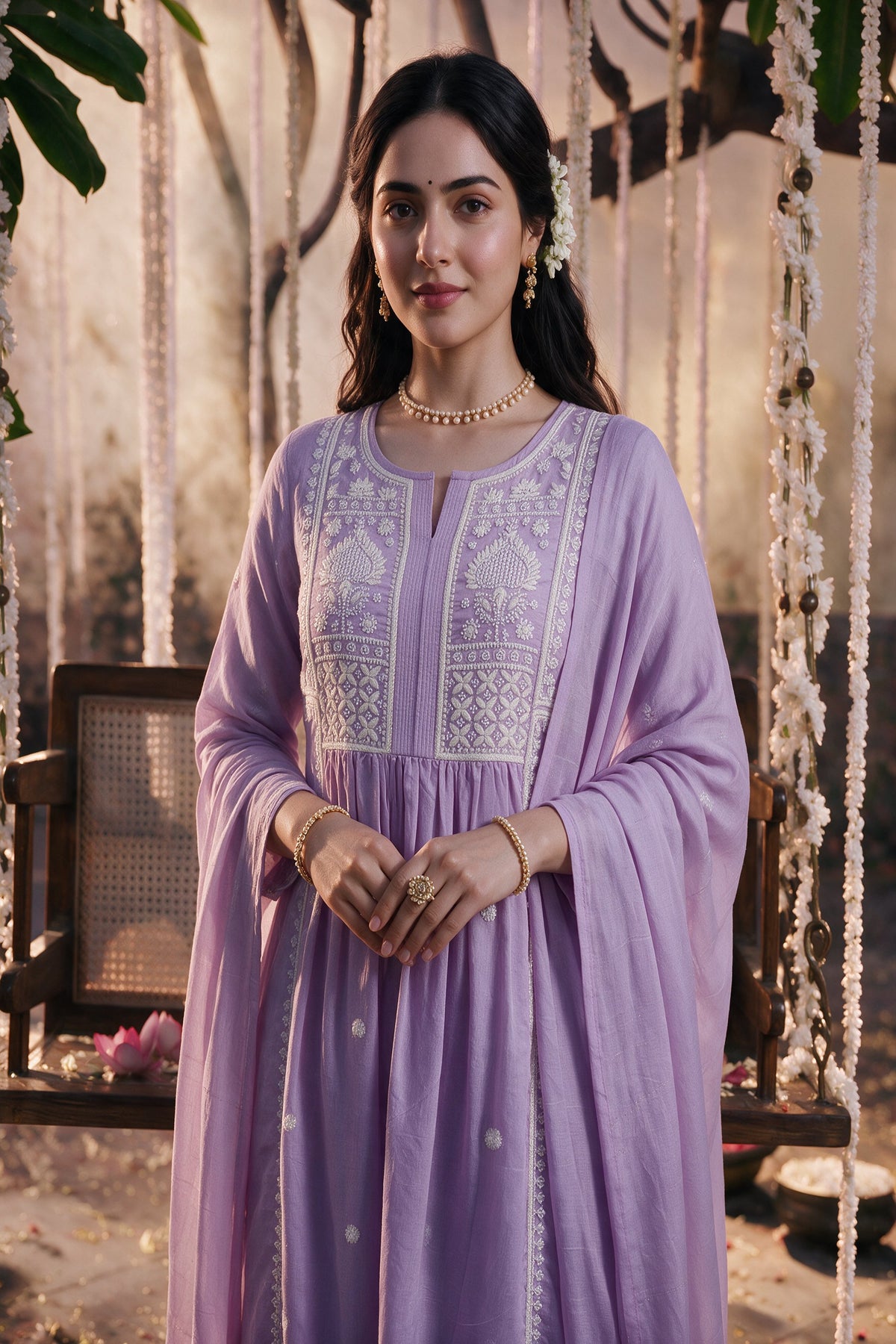 Juniper Women Levender  Kurta Pant Dupatta With Inner