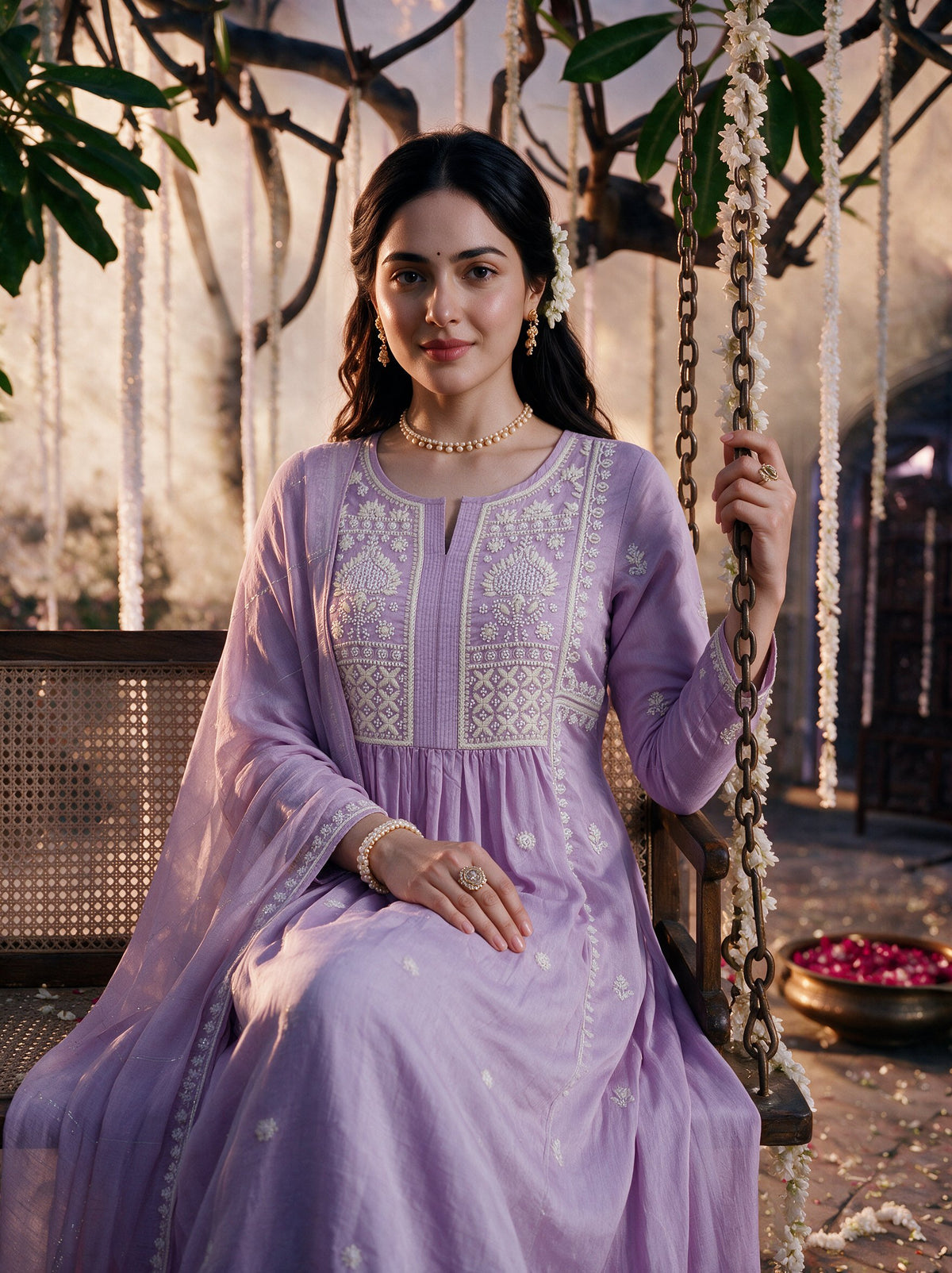 Juniper Women Levender  Kurta Pant Dupatta With Inner