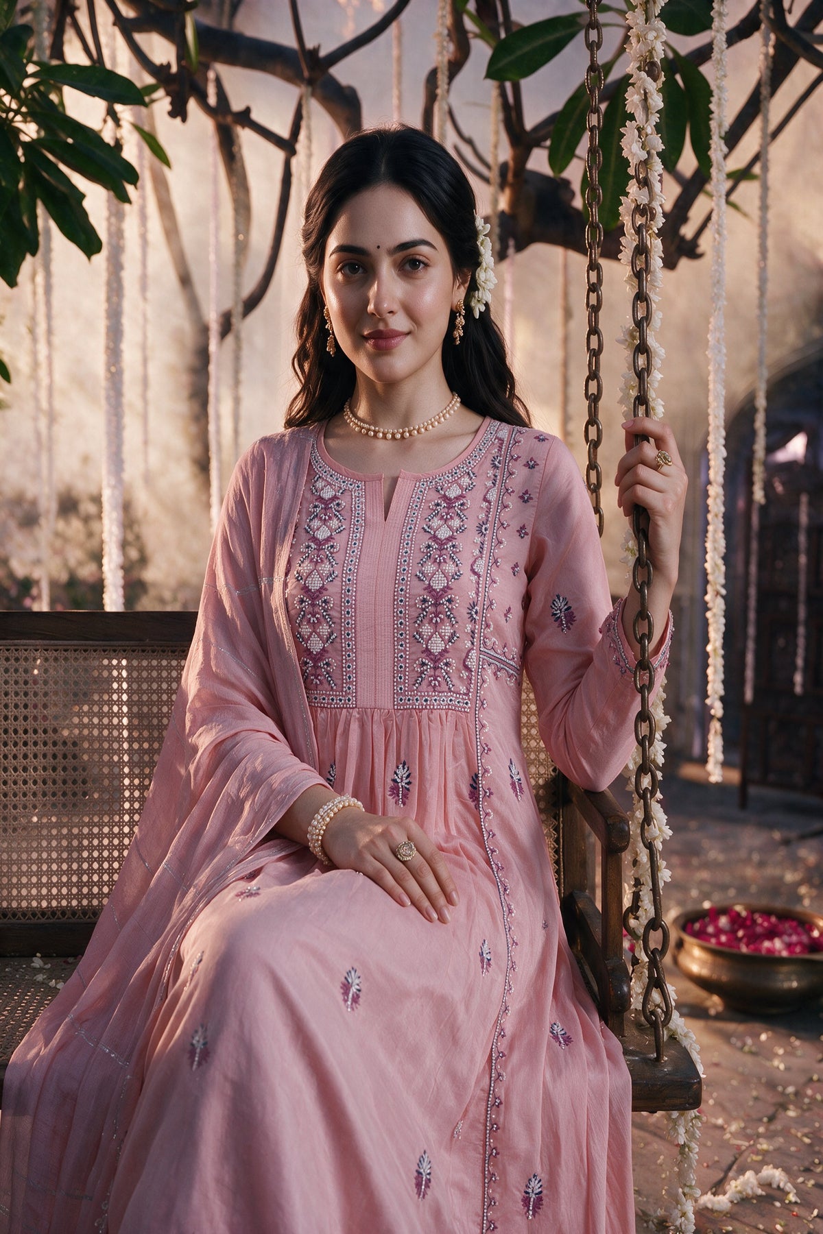 Juniper Women Pink Kurta Pant Dupatta With Inner