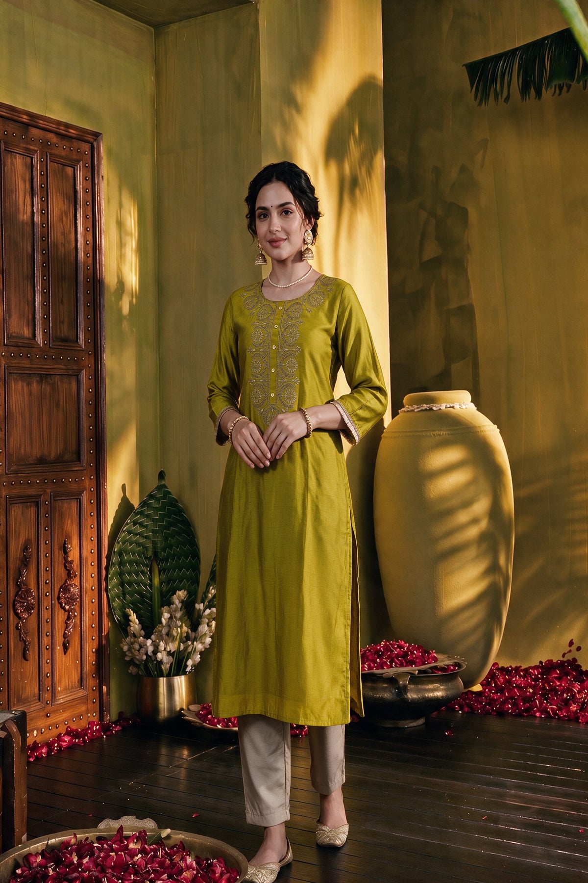 Juniper Women Mustard Kurta