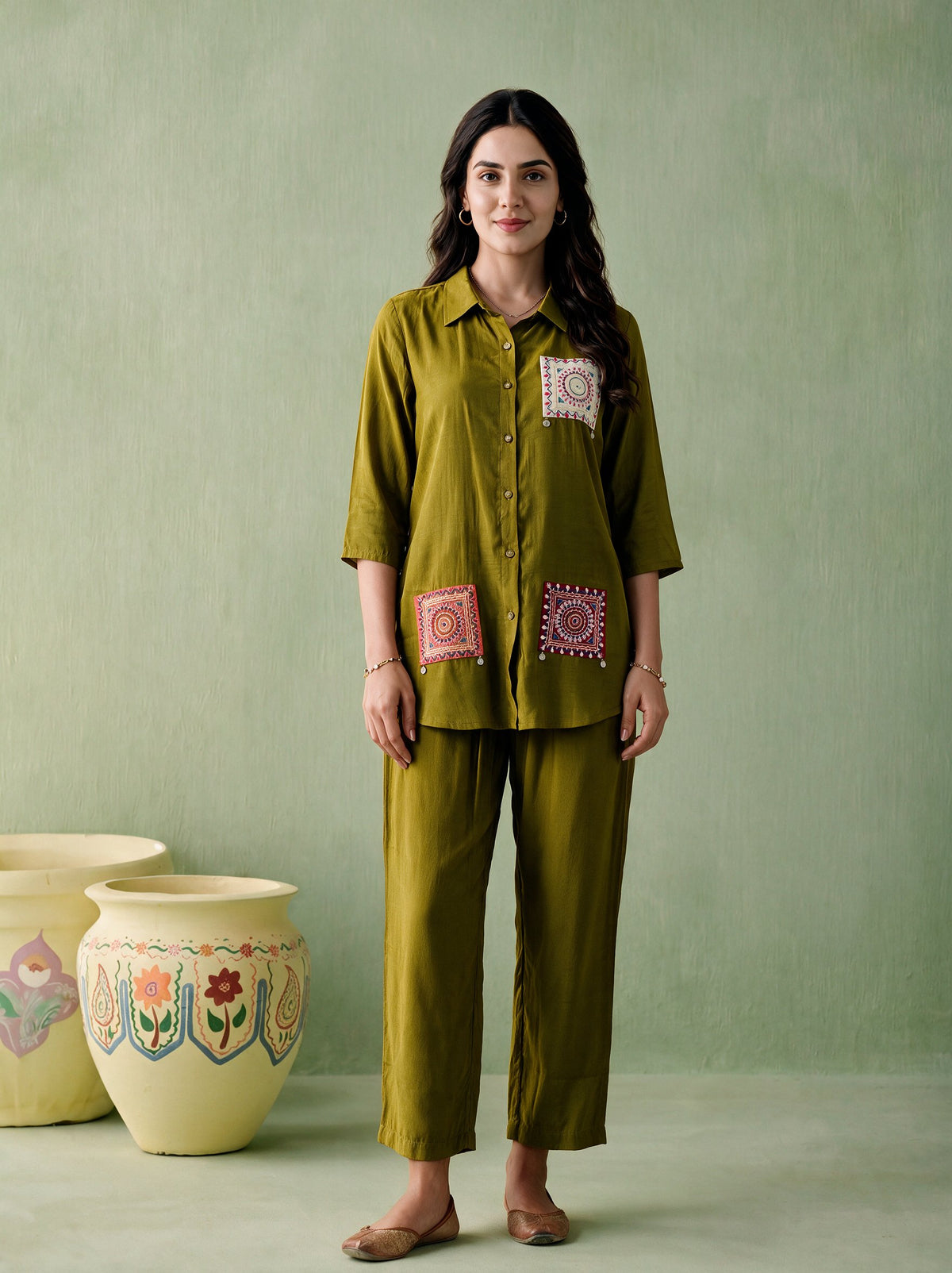 Juniper Women Olive Shirt & Pant