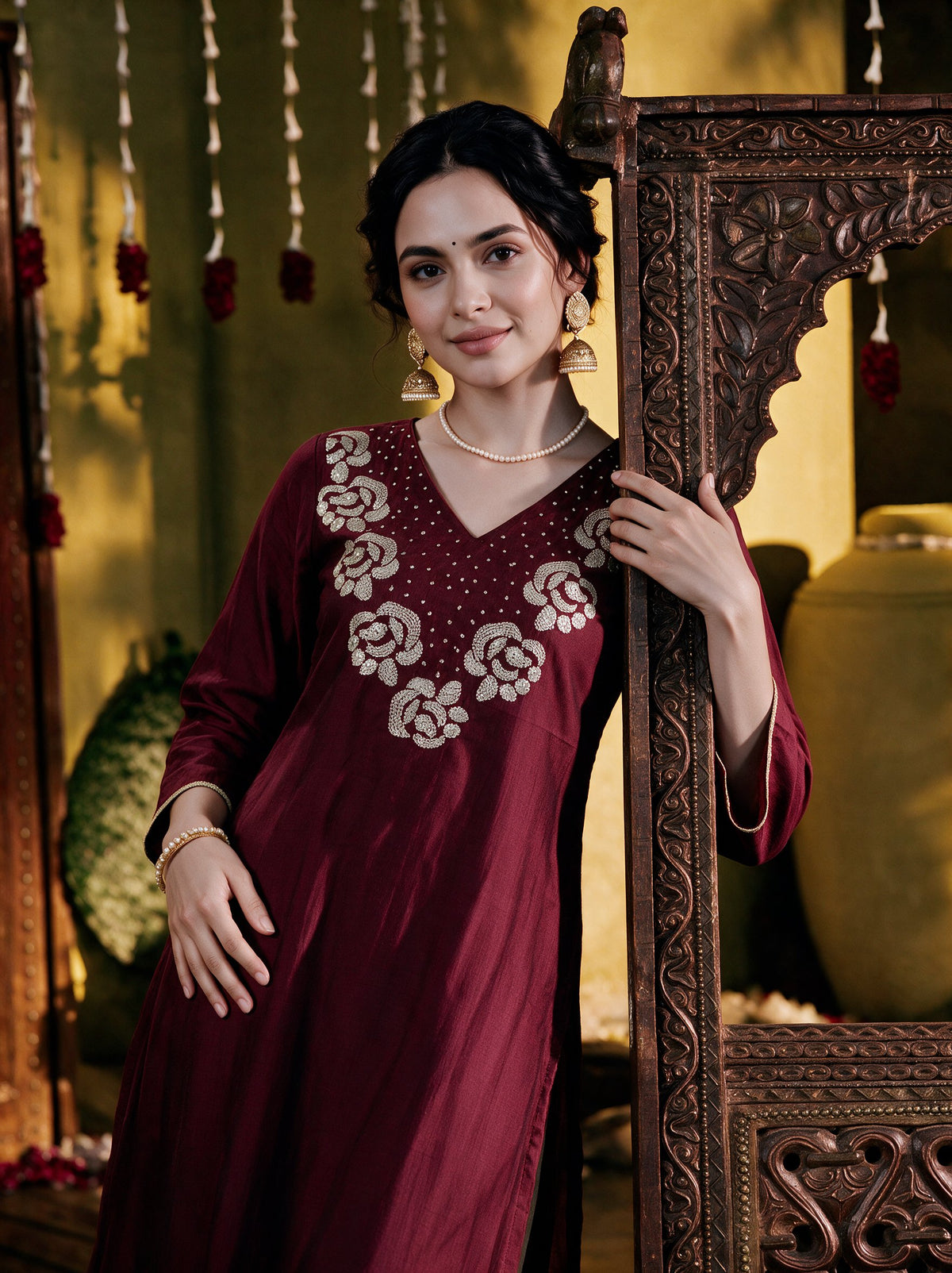 Juniper Women Maroon Kurta