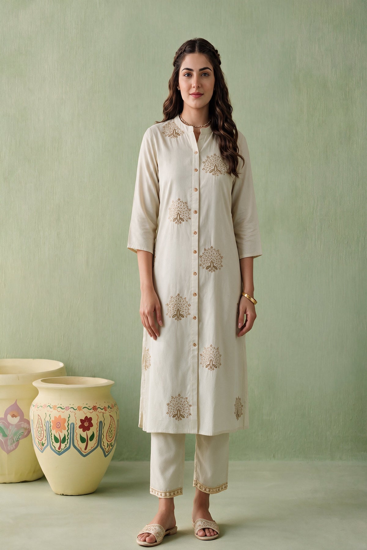 Juniper Women Beige Kurta & Pant