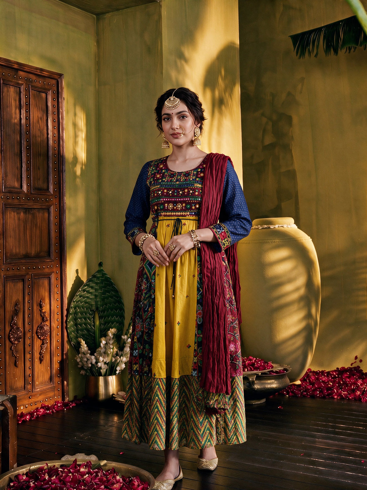 Juniper Women Multi Longdress & Dori with Dupatta