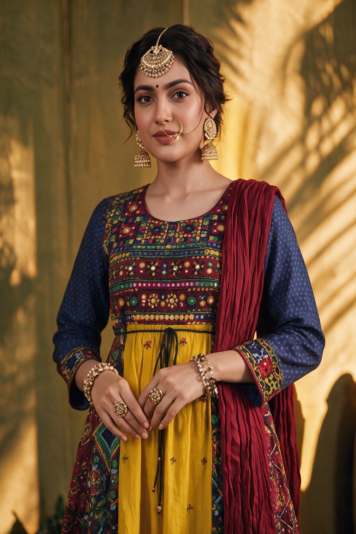 Juniper Women Multi Longdress & Dori with Dupatta