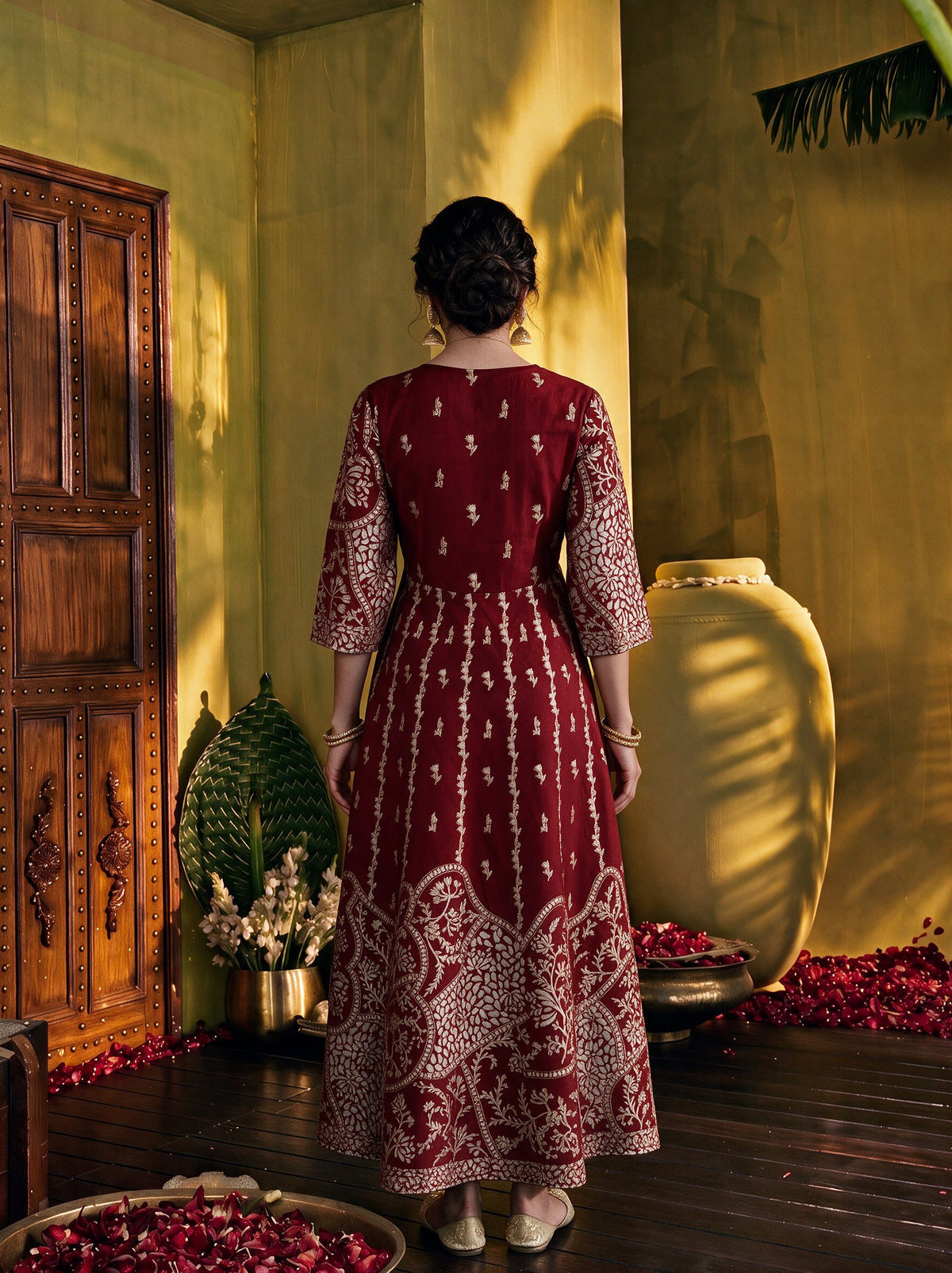 Juniper Women Maroon Longdress & Dori