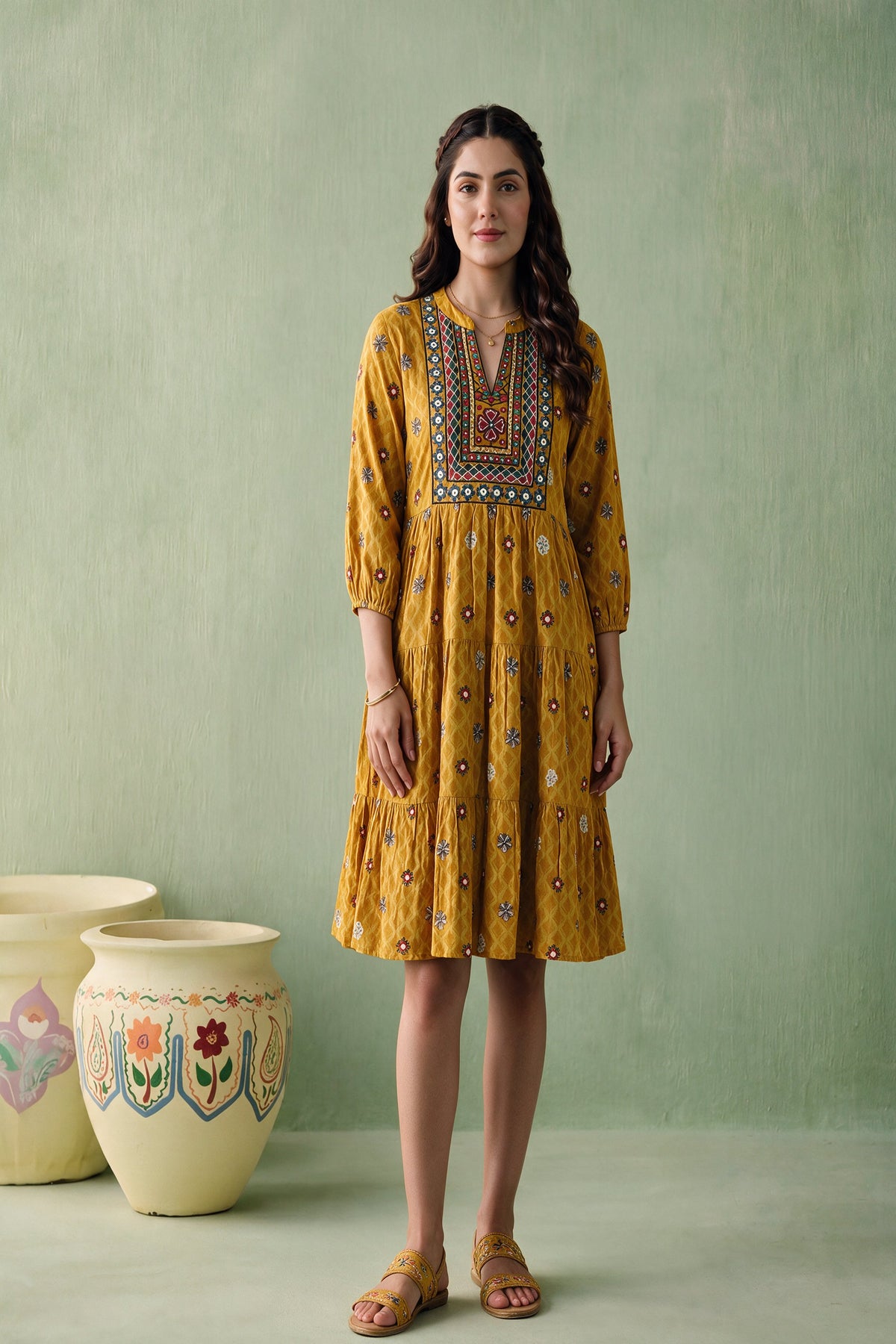 Juniper Women Mustard Shortdress & Dori