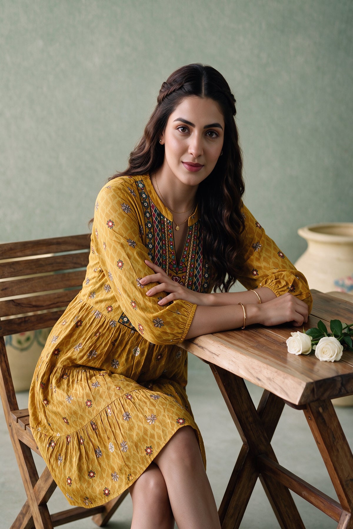 Juniper Women Mustard Shortdress & Dori