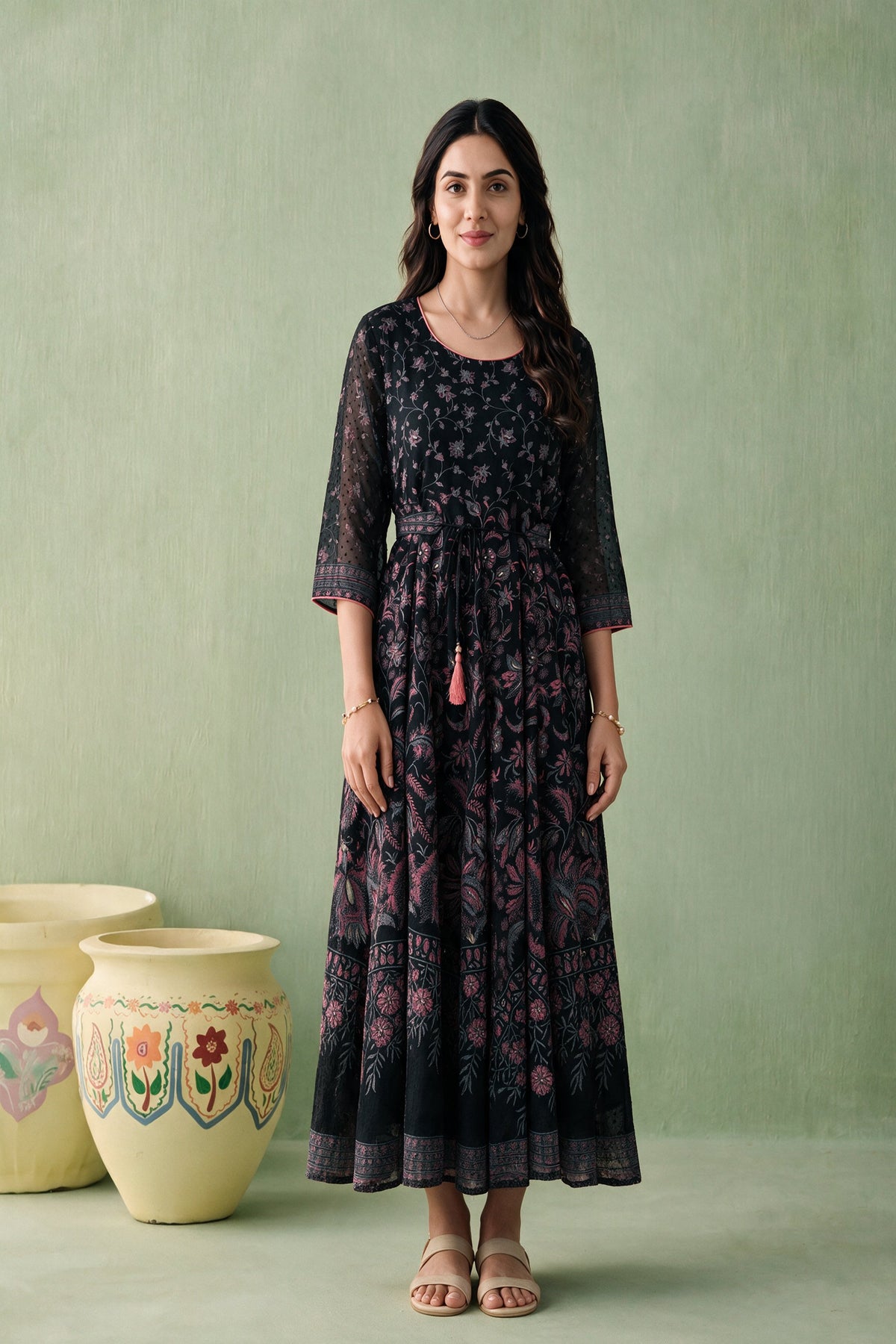 Juniper Women Black Longdress & Belt