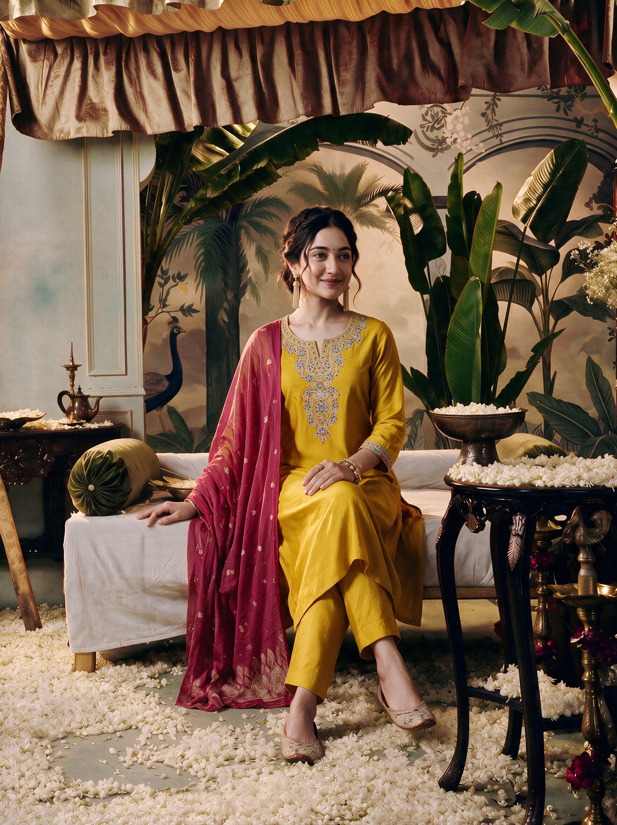 Juniper Women Mustard Kurta Pant Dupatta