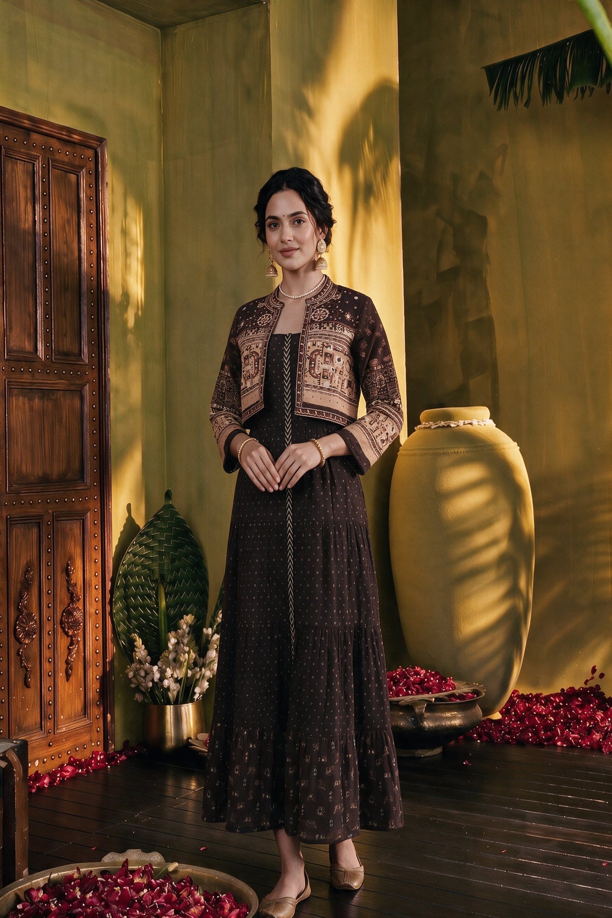 Juniper Women Brown Longdress With Jacket