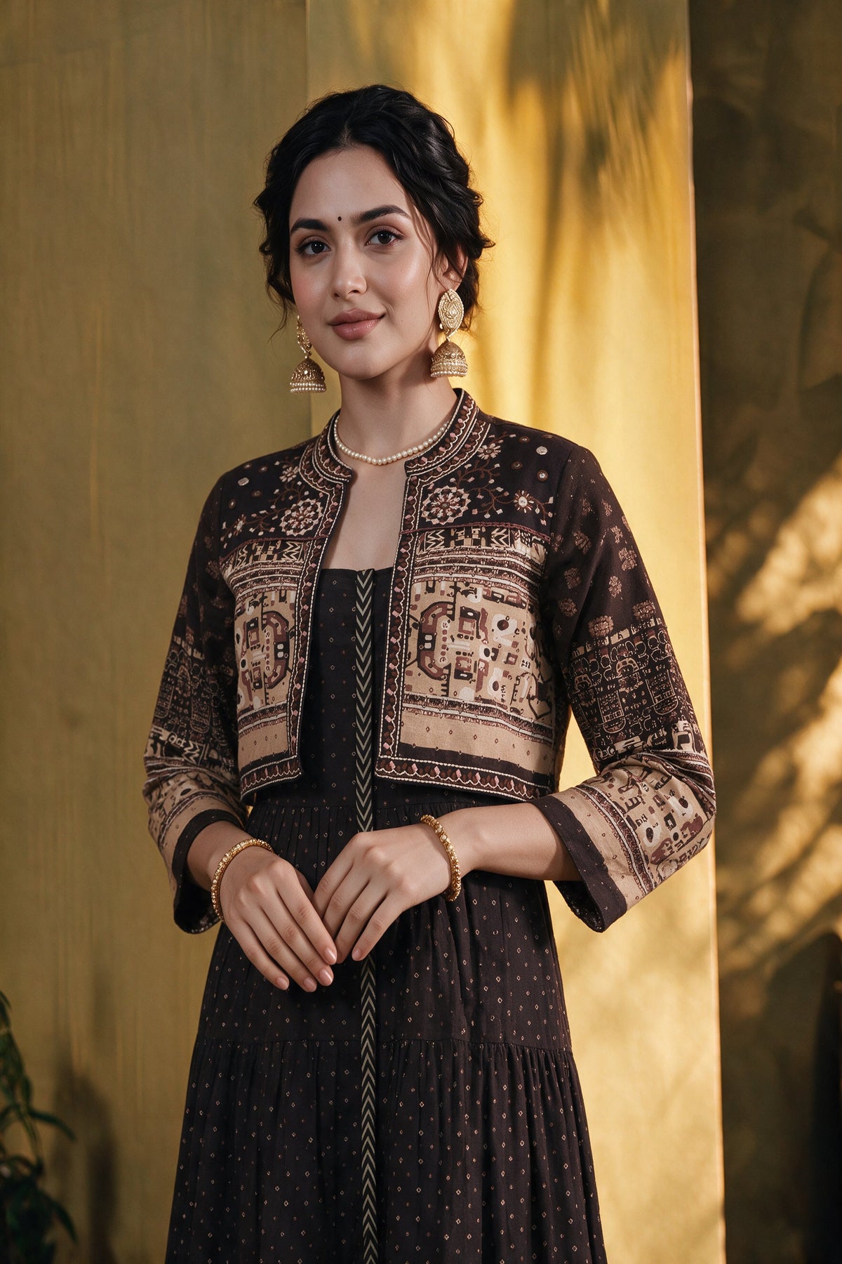Juniper Women Brown Longdress With Jacket