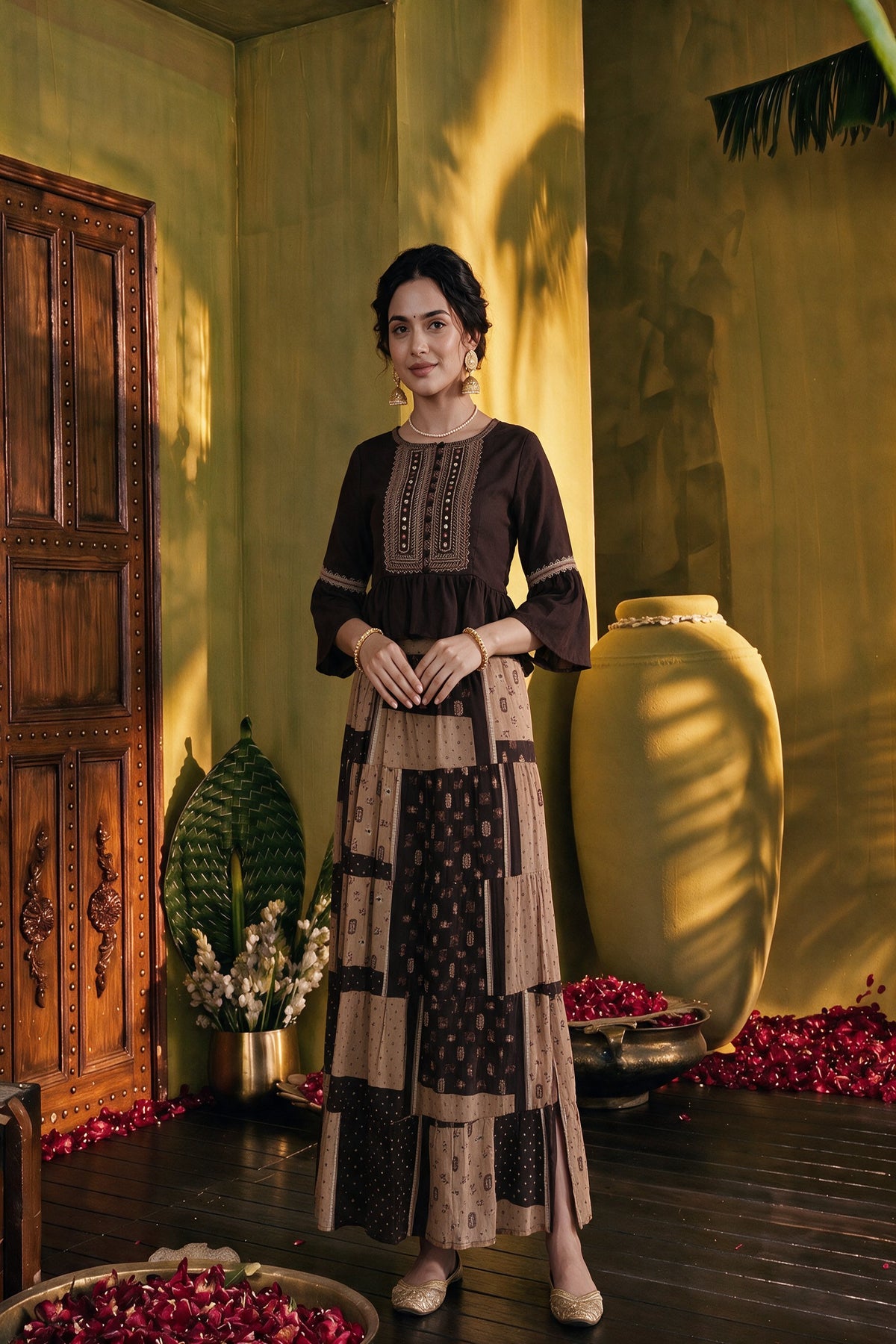 Juniper Women Brown Top & Skirt
