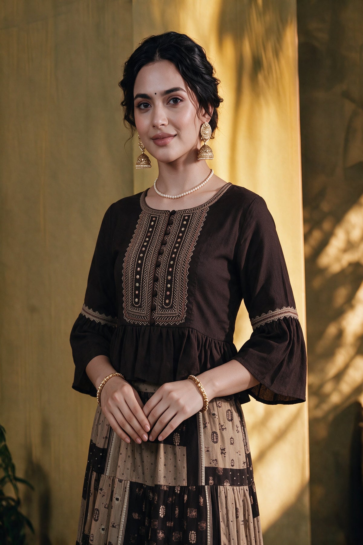 Juniper Women Brown Top & Skirt