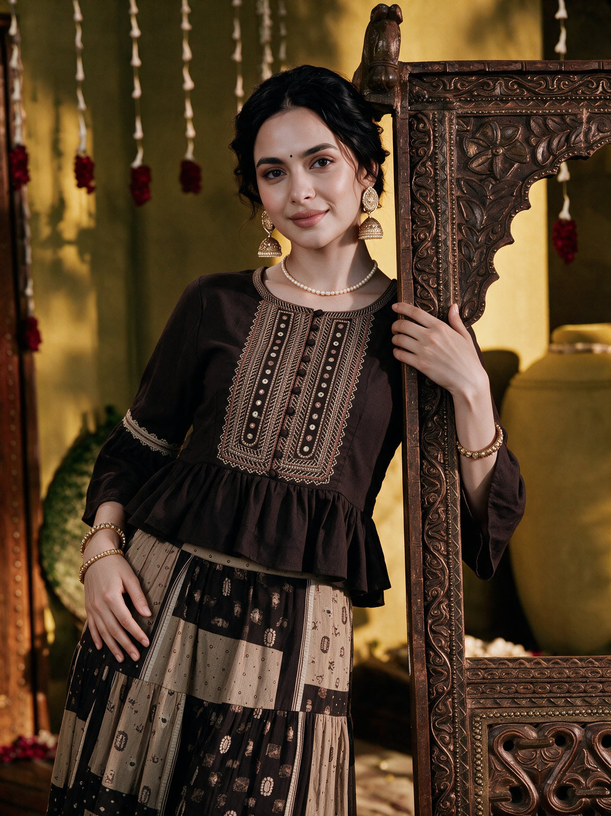 Juniper Women Brown Top & Skirt