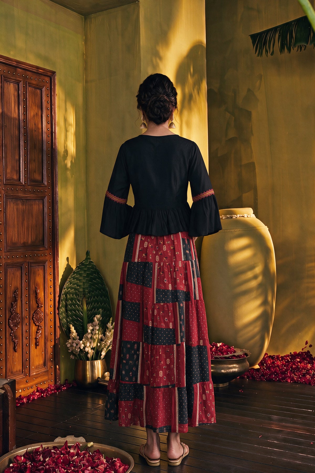 Juniper Women Maroon Top & Skirt