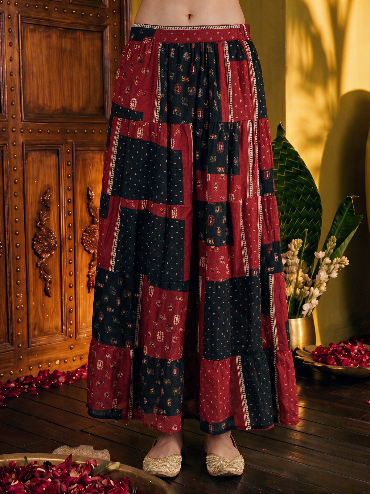 Juniper Women Maroon Top & Skirt