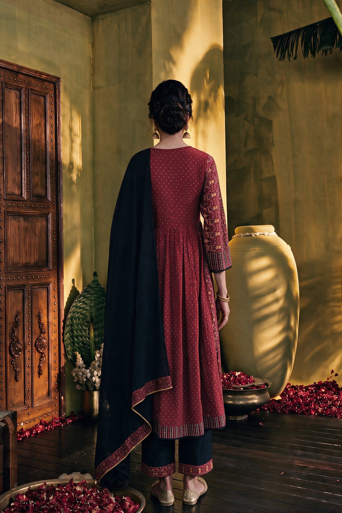 Juniper Women Maroon Kurta Palazzo & Dupatta