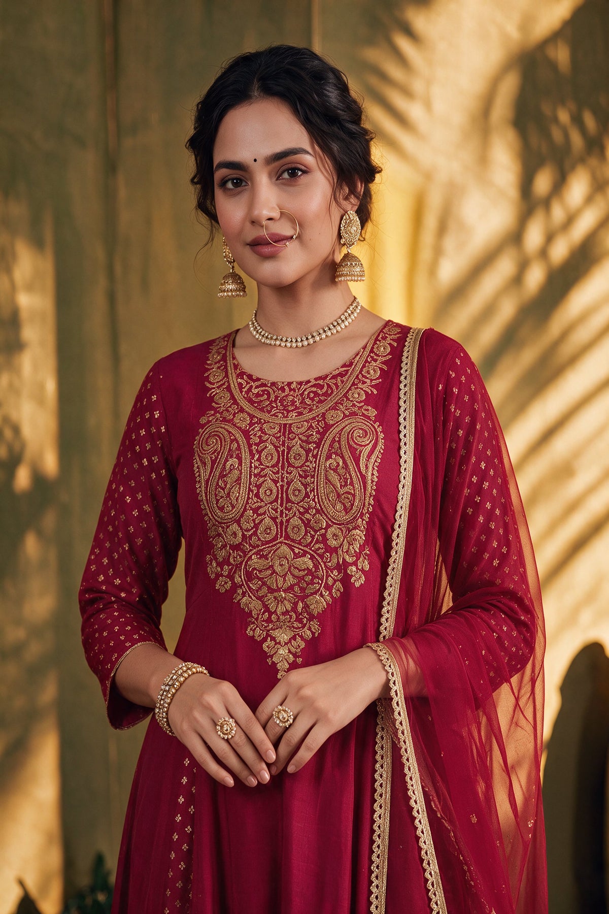Juniper Women Fuchsia Kurta Pant & Dupatta