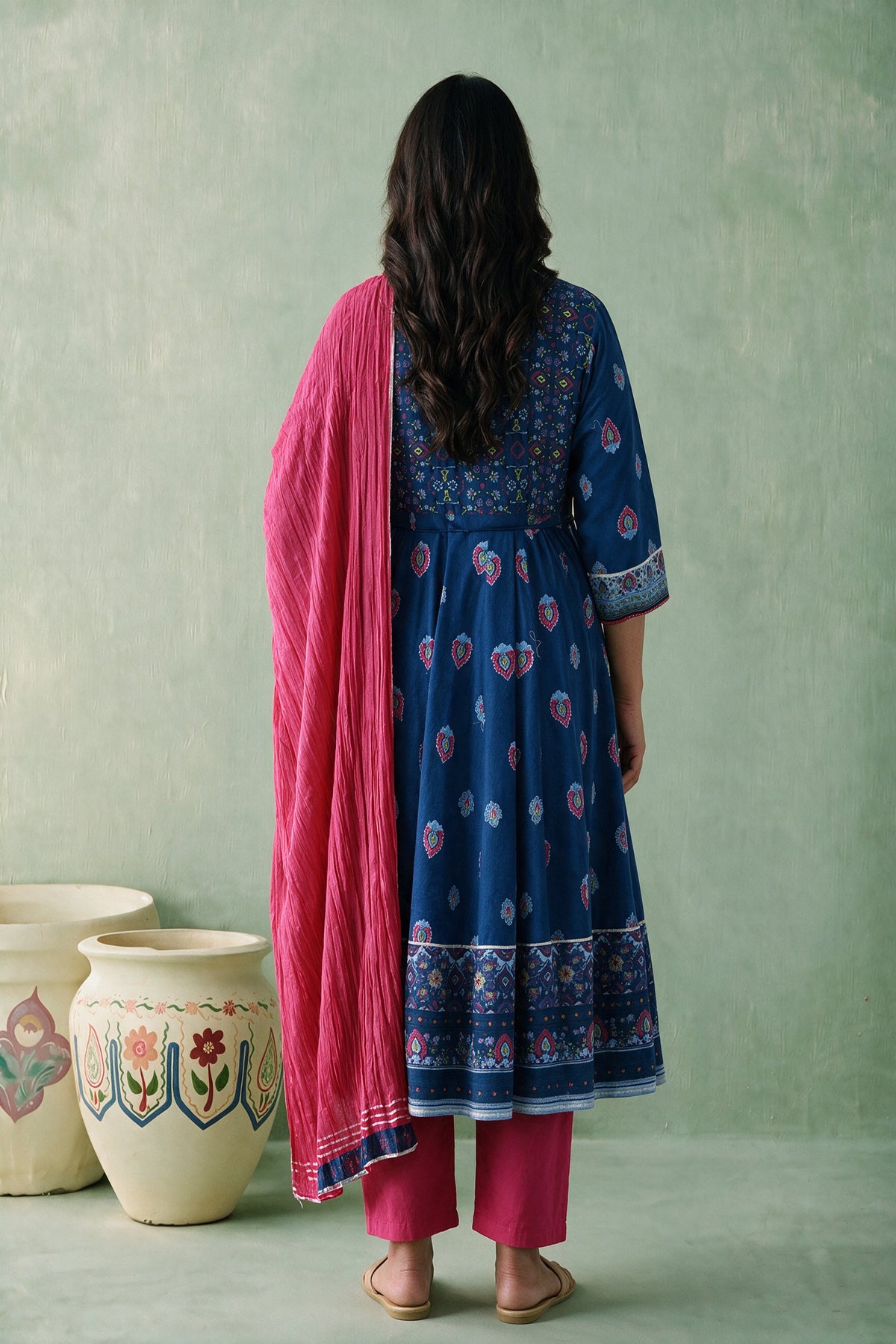 Juniper Women Royalblue Kurta Pant & Dupatta