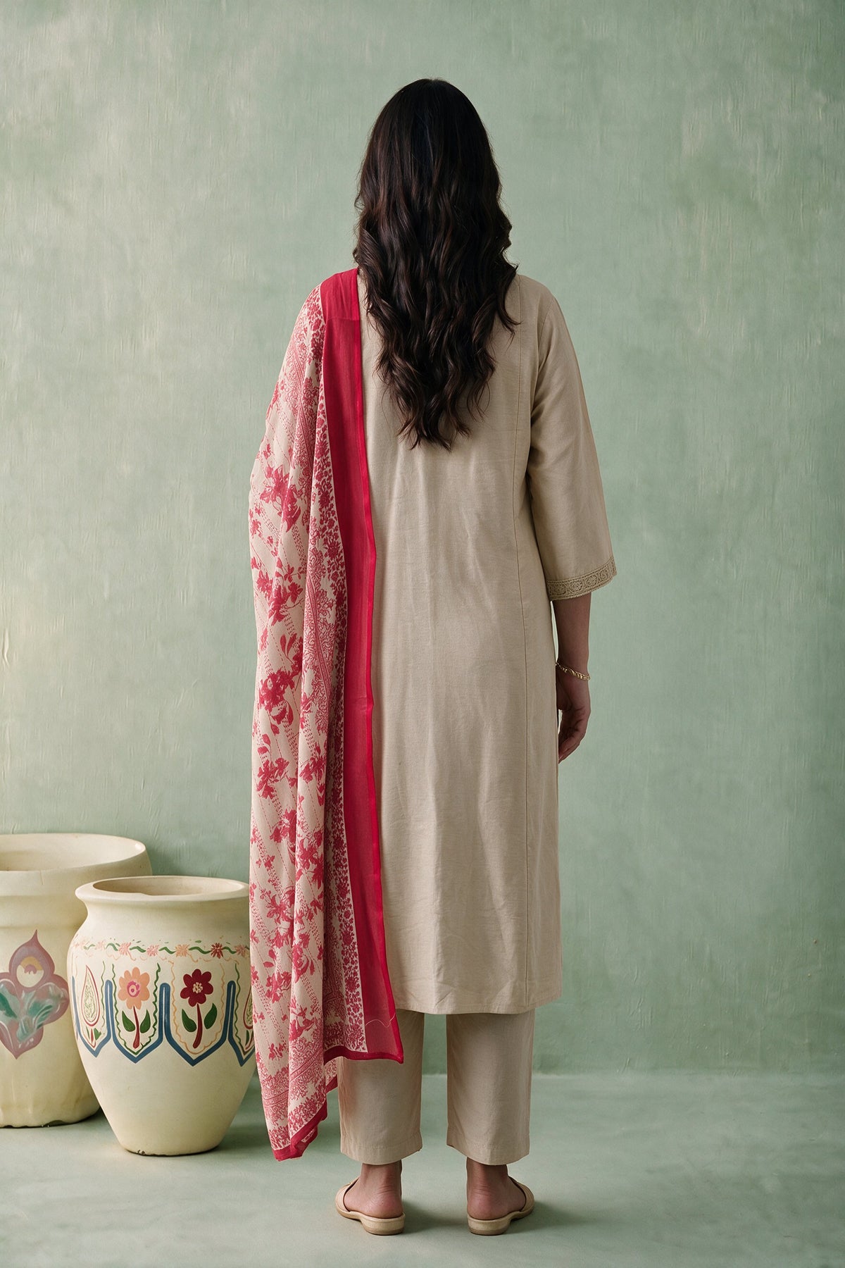 Juniper Women Beige Kurta Pant & Dupatta