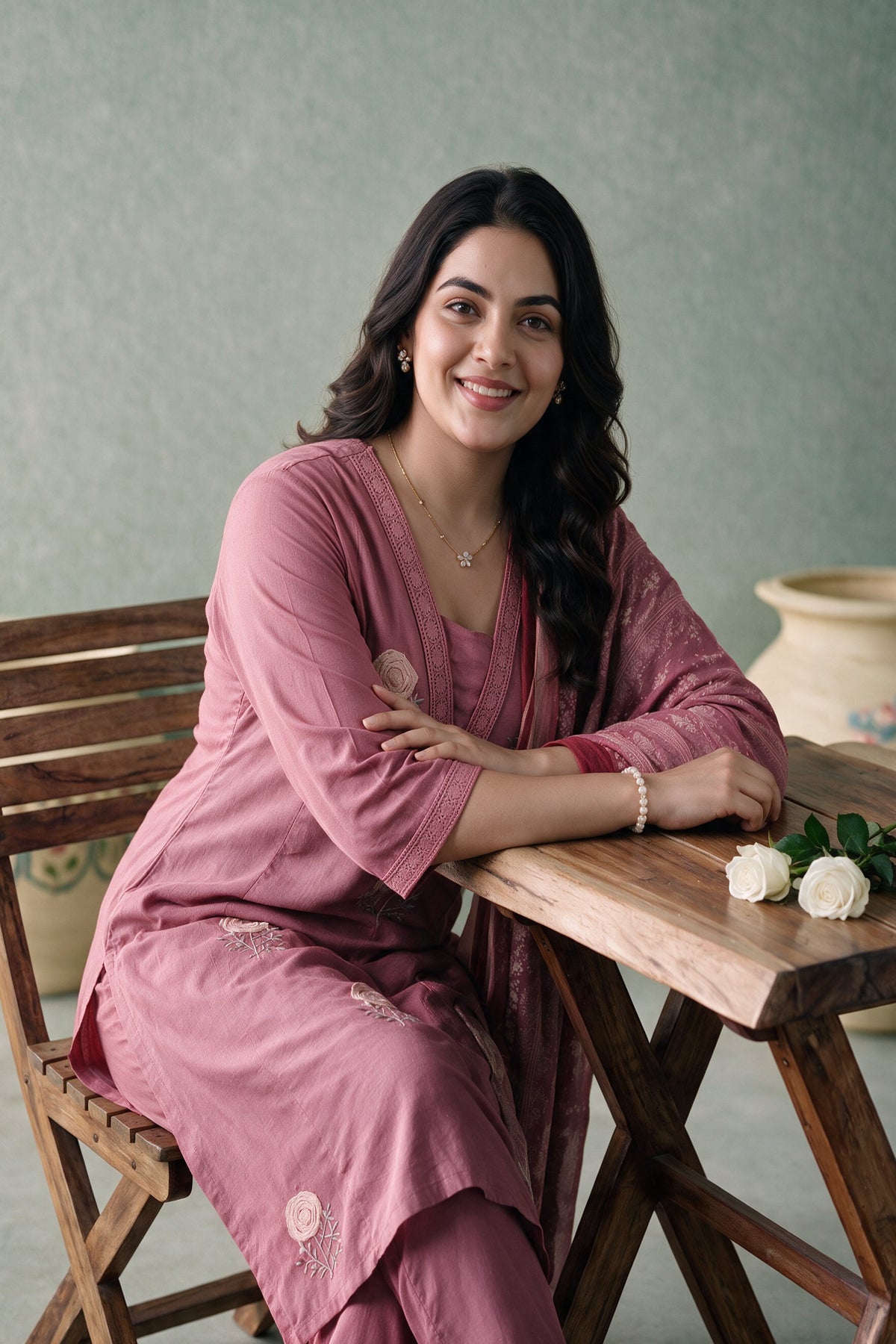 Juniper Women Rosepink Kurta Pant & Dupatta