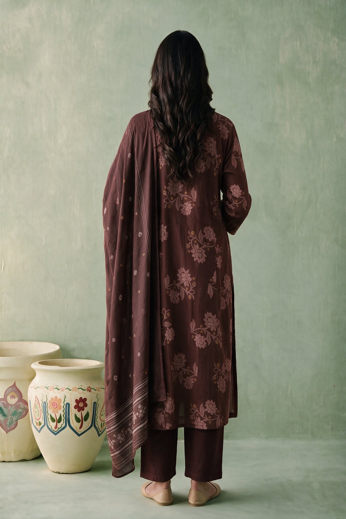 Juniper Women Brown Kurta Pant & Dupatta